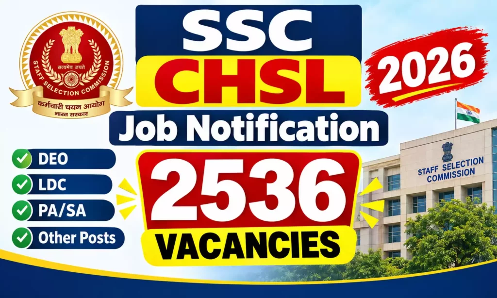 SSC CHSL Recruitment 2026 Notification Out – 2536 LDC, JSA & DEO Posts
